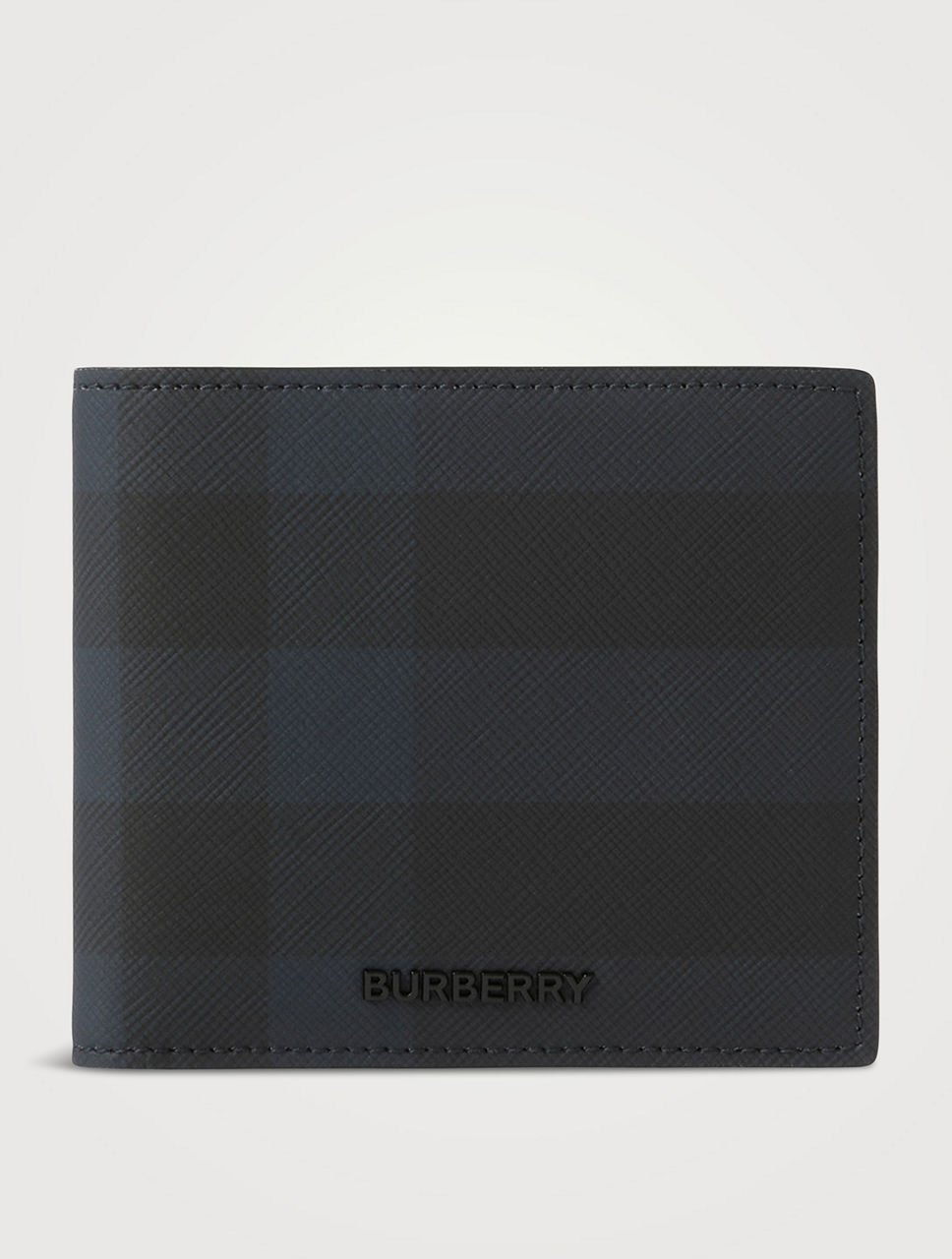 Check And Leather Bifold Wallet