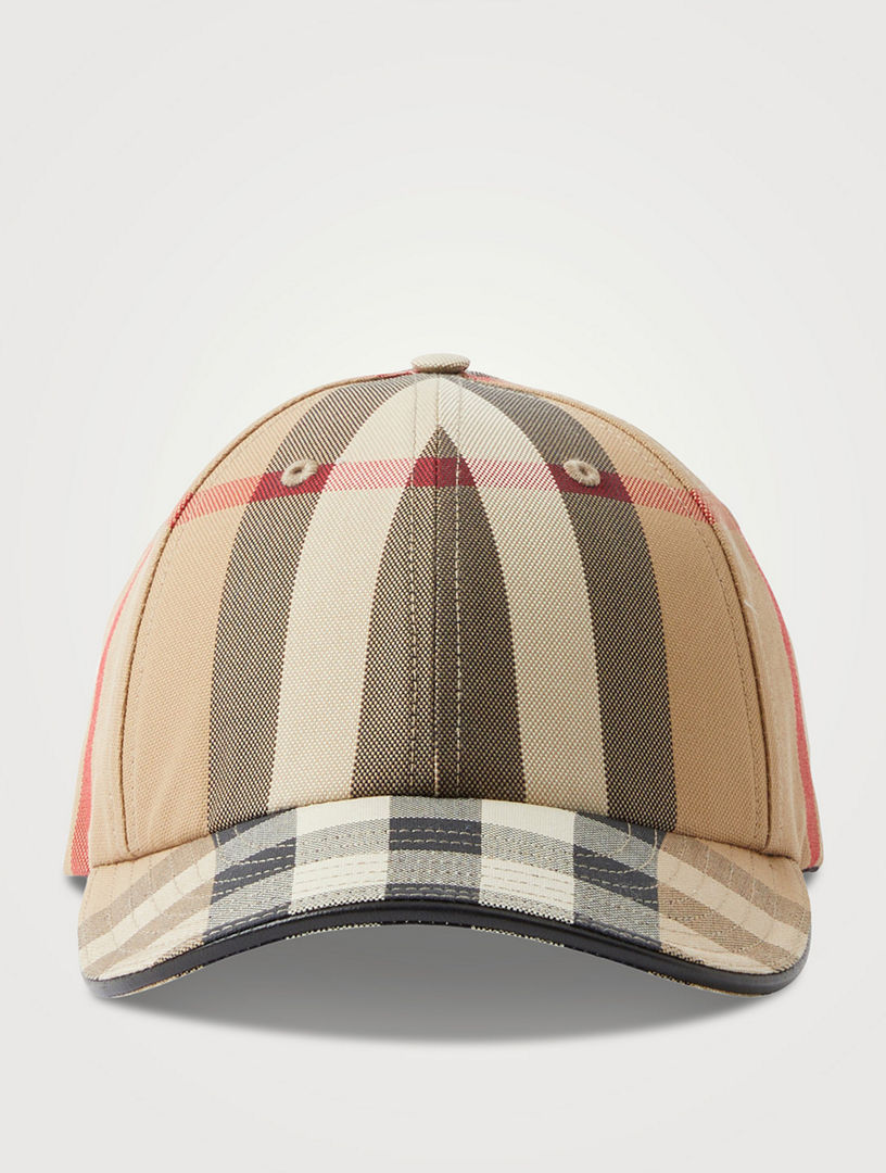 Logo Detail Exaggerated Check Cotton Baseball Cap