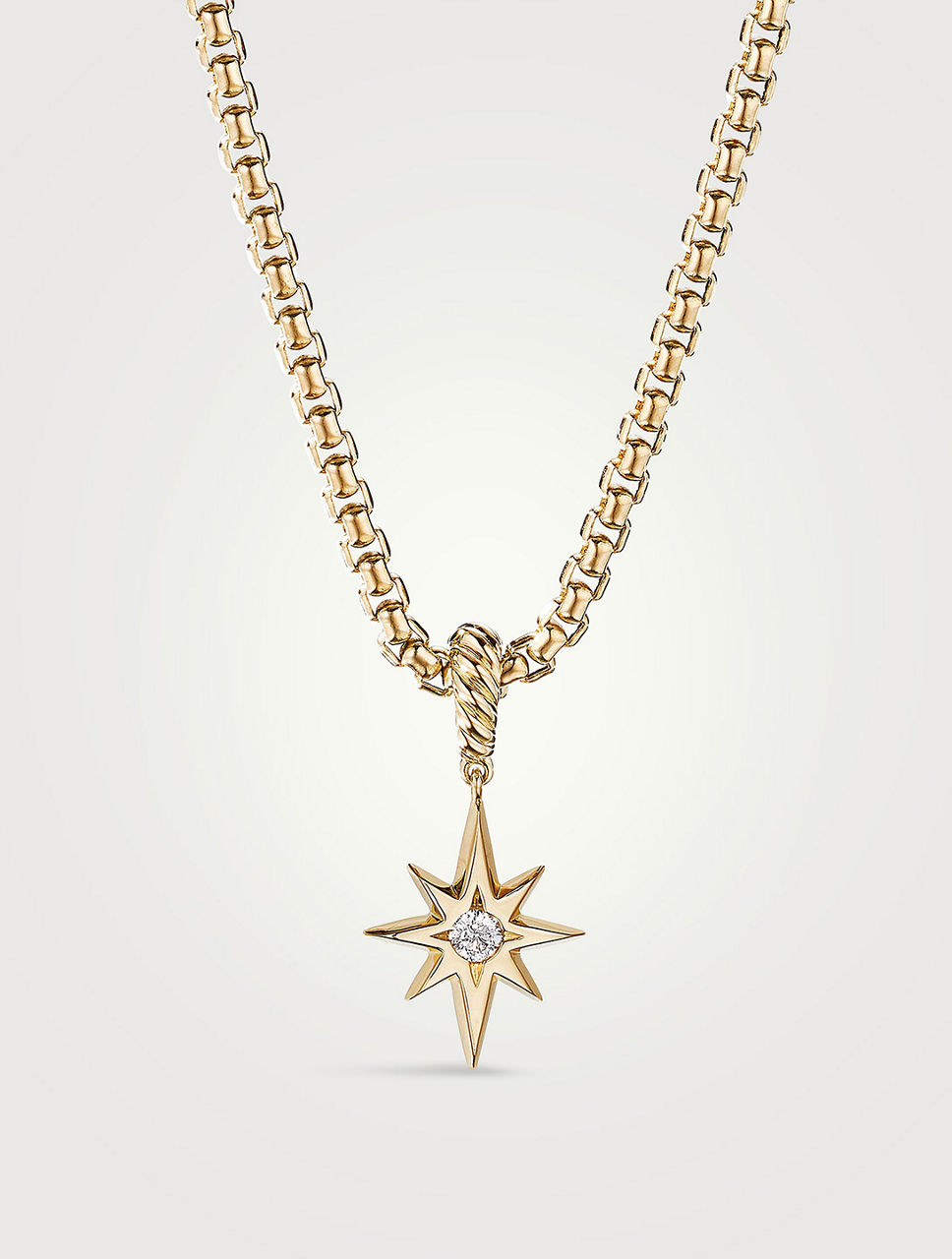 North Star Birthstone Amulet In 18k Yellow Gold With Center Diamond