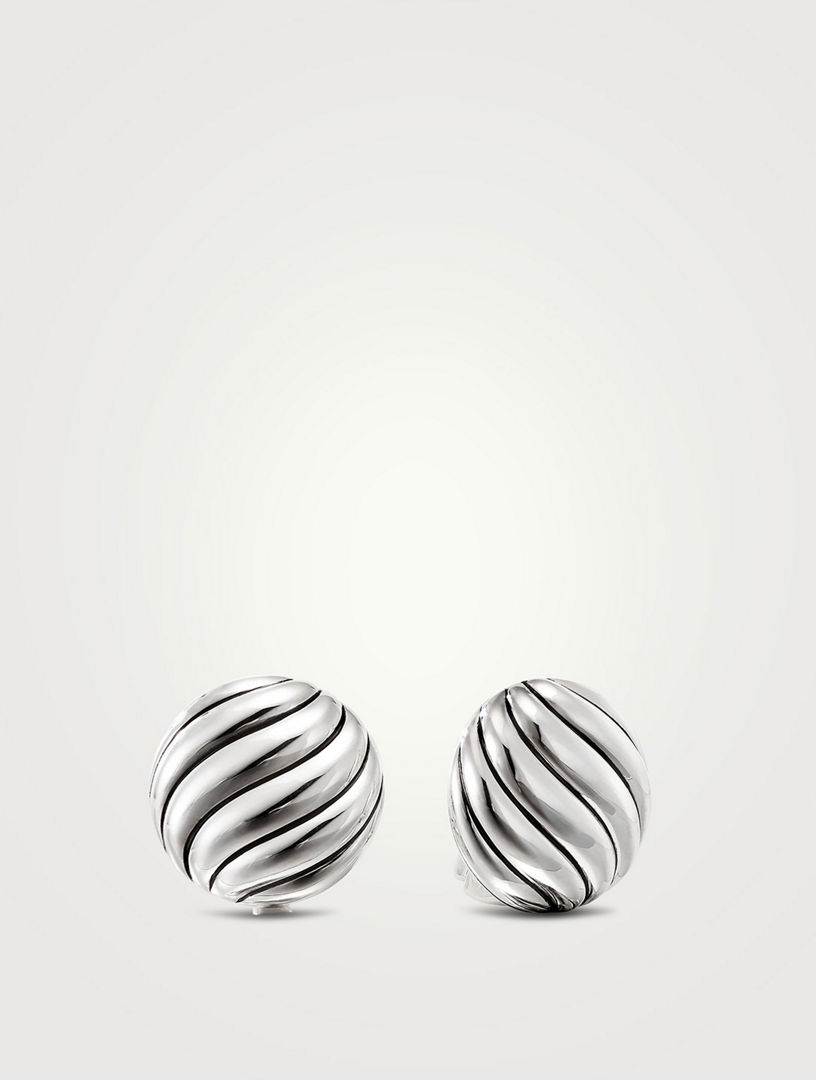 Sculpted Cable Stud Earrings In Sterling Silver