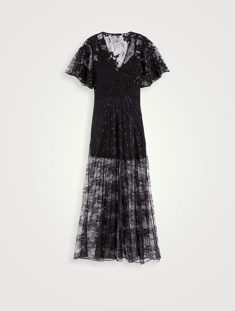 maje lace maxi dress Floral guipure maxi dress White For Women