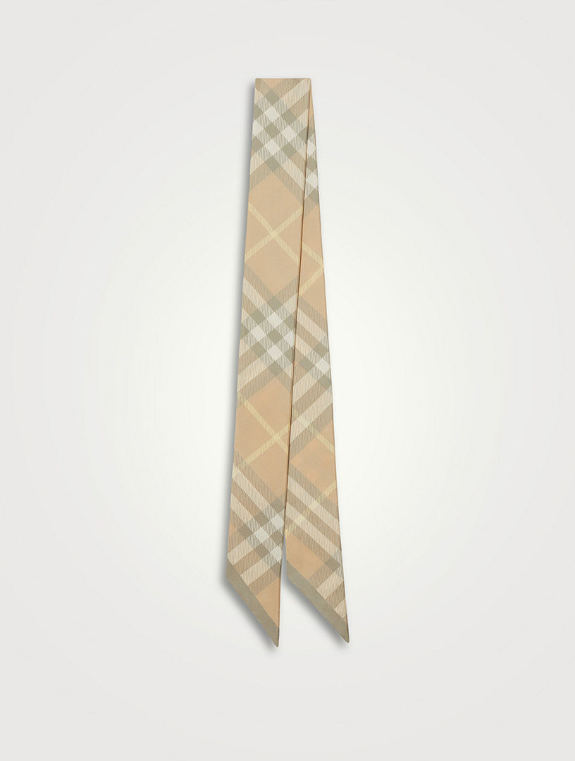 Print Tapered-tip check silk-twill scarf, Burberry