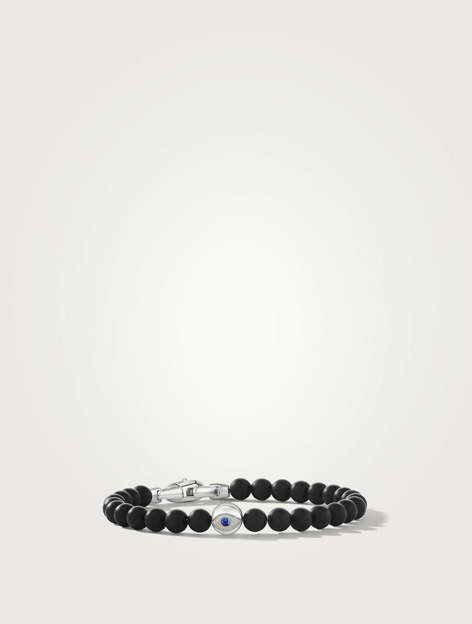 Spiritual Beads Evil Eye Bracelet Sterling Silver With Black Onyx And Sapphire