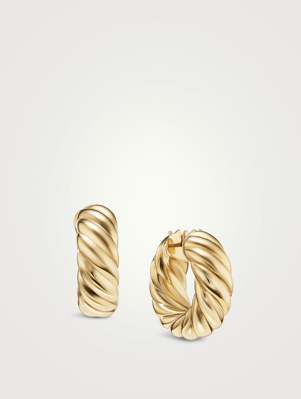 Sculpted Cable Hoop Earrings In 18k Yellow Gold