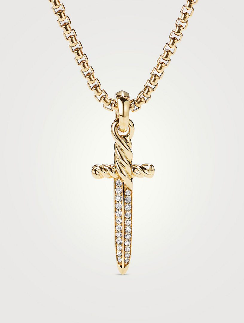 DAVID YURMAN Petrvs® Dagger Amulet In 18k Yellow Gold With Pavé