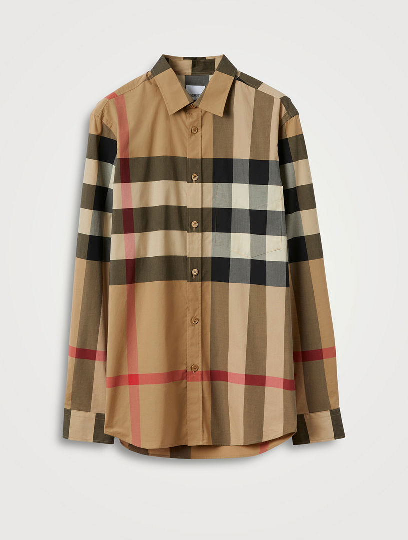 Check Stretch Cotton Poplin Shirt