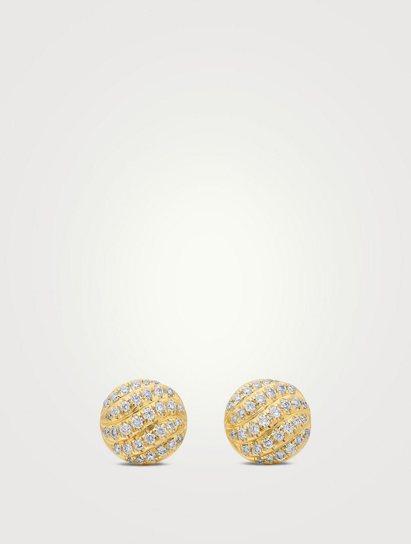 Cable Collectibles® Stud Earrings In 18k Yellow Gold With Diamonds, 8mm