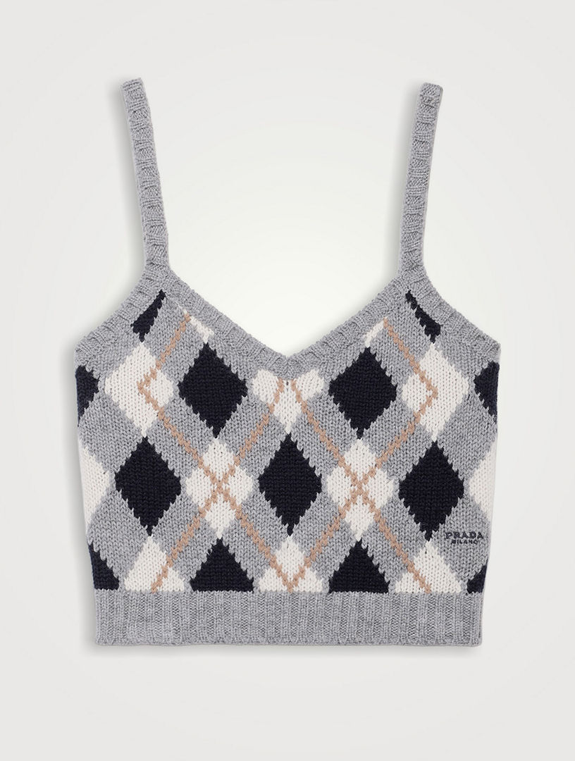 PRADA Argyle Knit Cashmere Top | Holt Renfrew