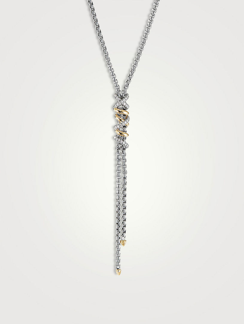 DAVID YURMAN Helena Y Necklace In Sterling Silver With 18k Yellow Gold With Pave Diamonds Holt Renfrew