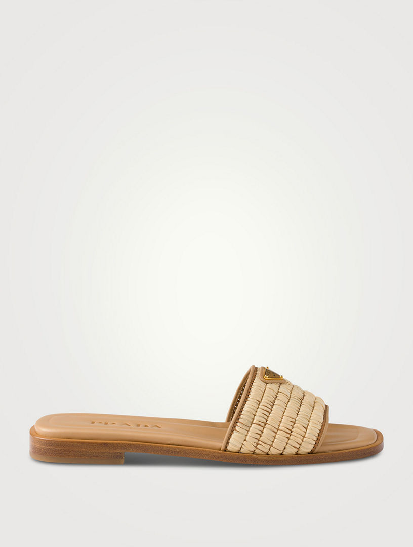 PRADA Leather Slides With Crochet Details | Holt Renfrew