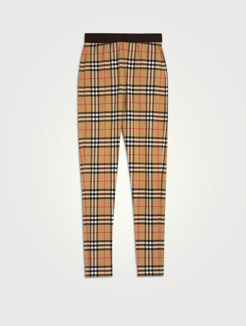 BURBERRY Logo Detail Vintage Check Leggings