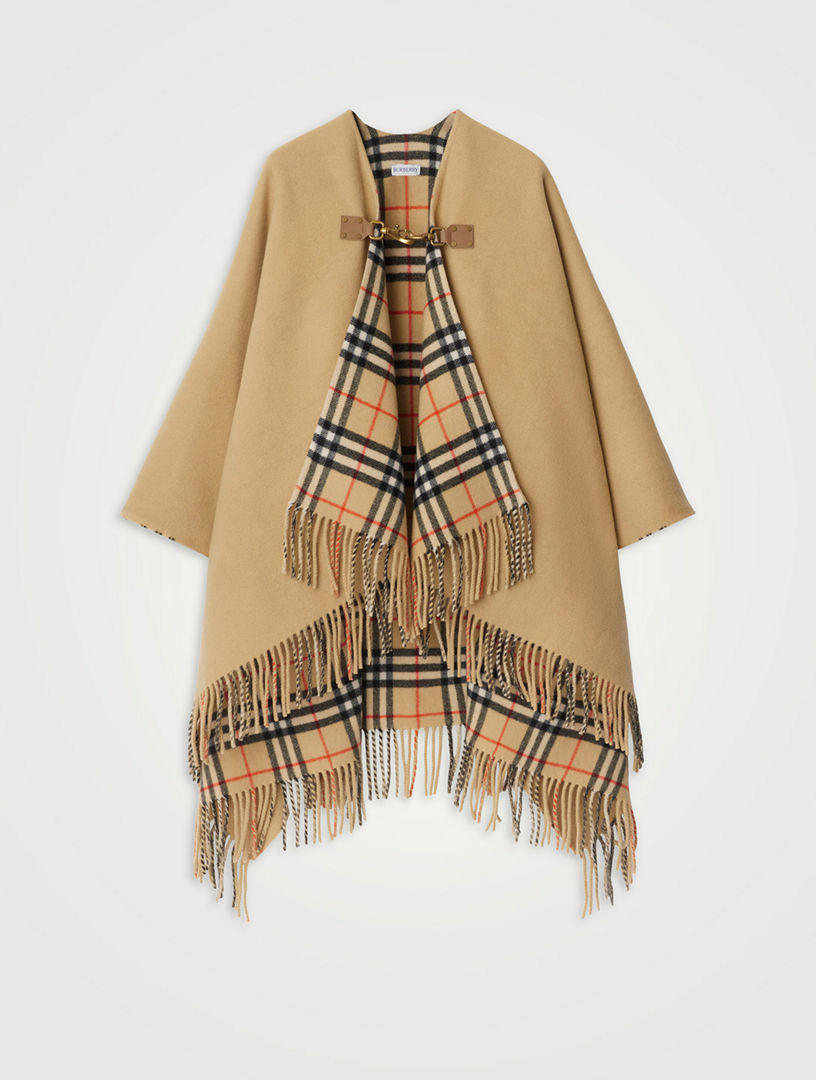 BURBERRY Check Wool Cape | Holt Renfrew