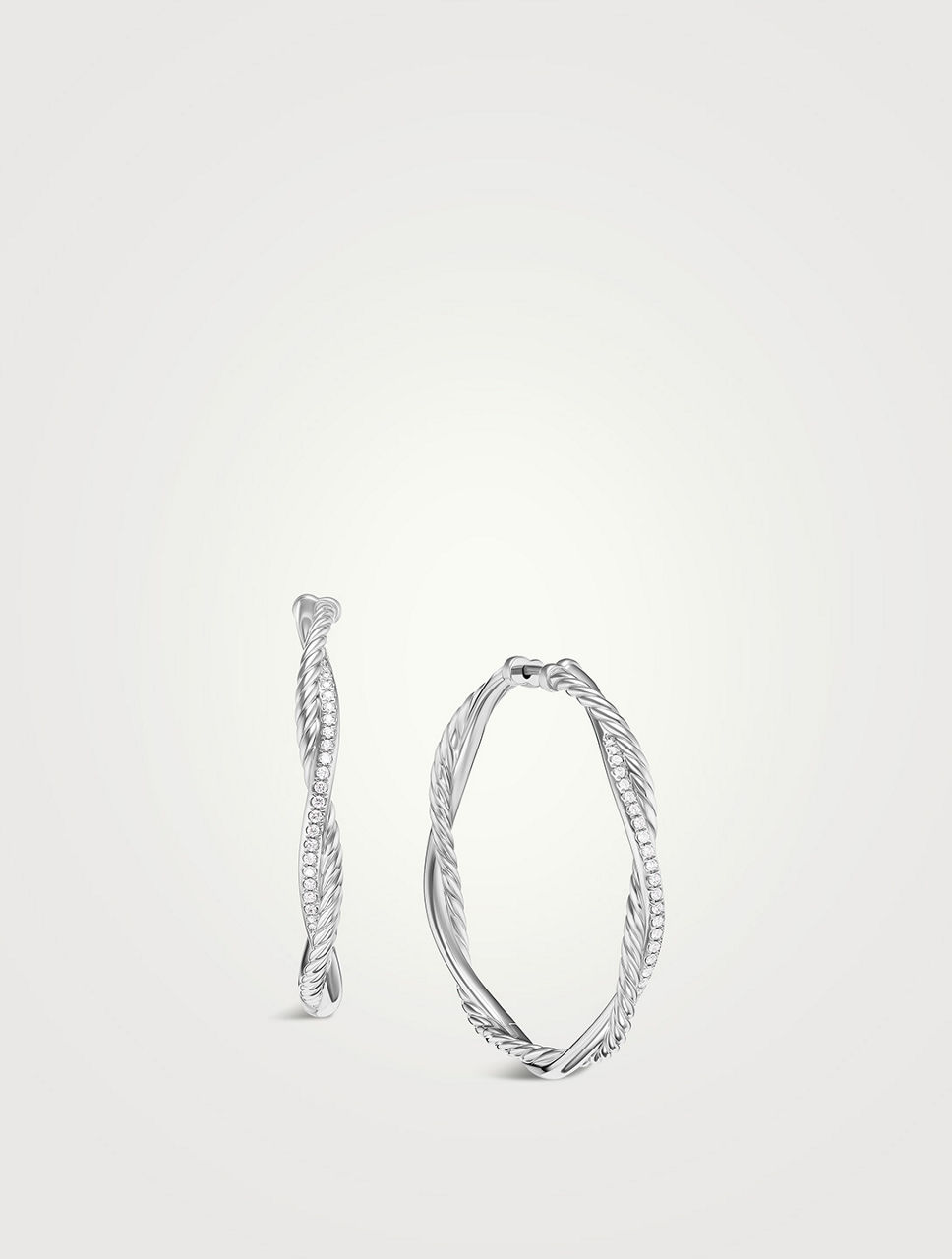 Petite Infinity Hoop Earrings In Sterling Silver With Pavé Diamonds
