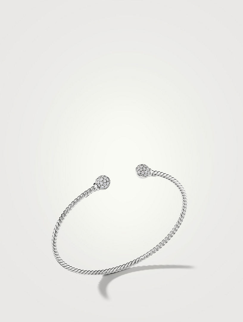 Petite Solari Bead Bracelet 18k White Gold With Pavé Diamonds