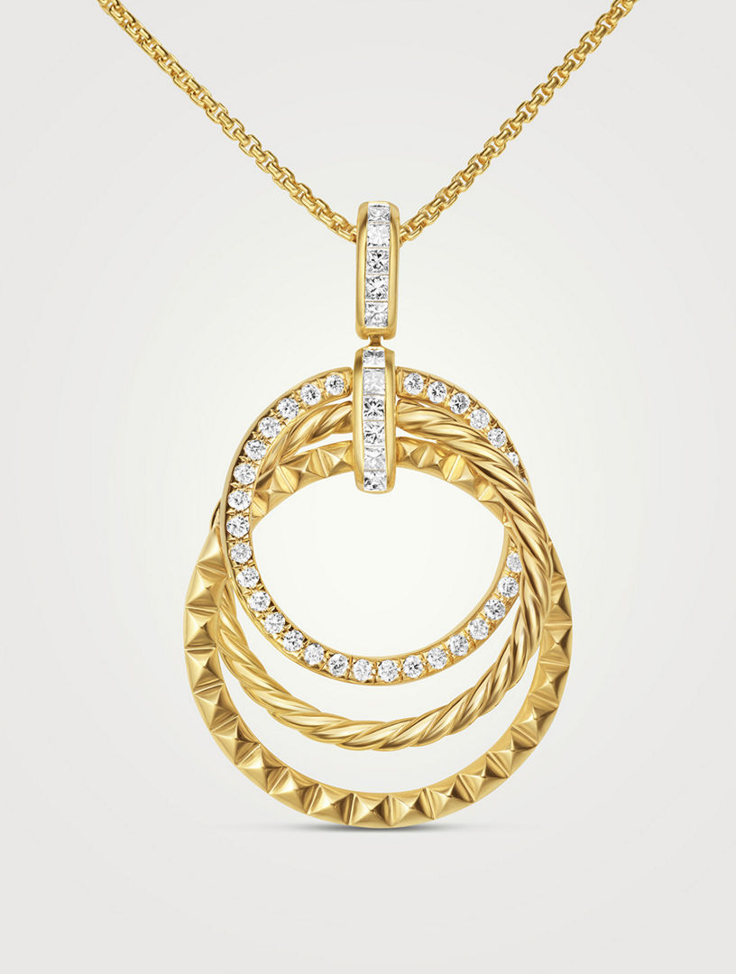 Crossover Trio Pendant Necklace In 18k Yellow Gold With Diamonds
