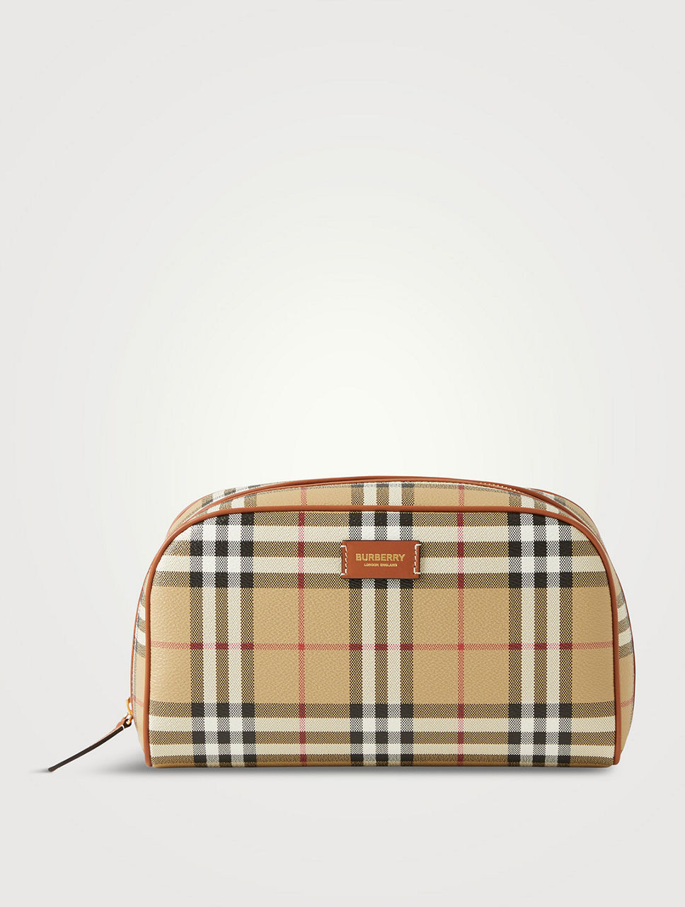 Burberry Check Small Dog Collar in Archive Beige/briar Brown