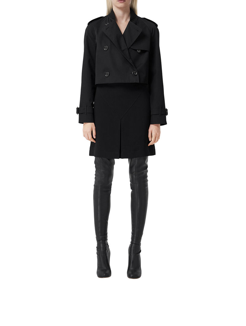 BURBERRY Cotton Gabardine Cropped Trench Coat