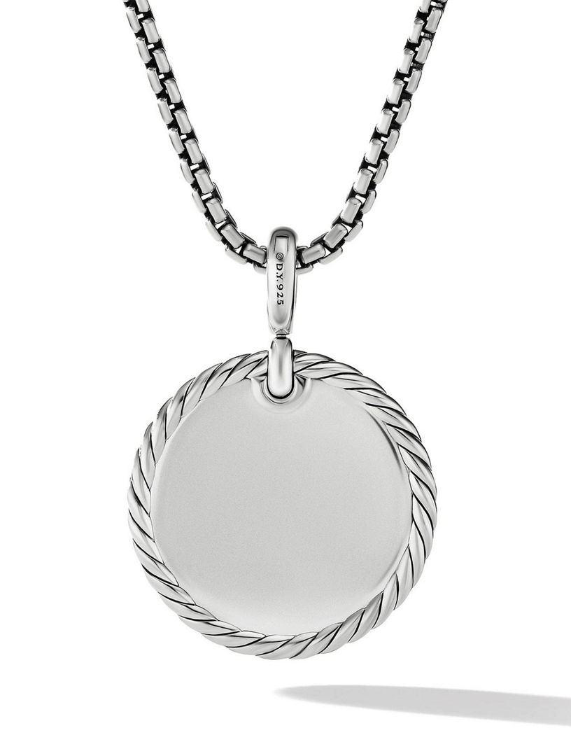 Dy Elements® Disc Pendant In Sterling Silver With Pavé Diamonds