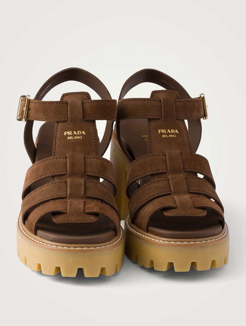 PRADA High-heeled Suede Platform Sandals | Holt Renfrew