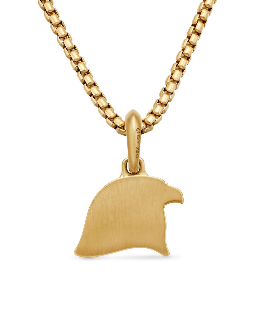 Cairo Falcon Amulet In 18k Yellow Gold With Sapphire, 26mm