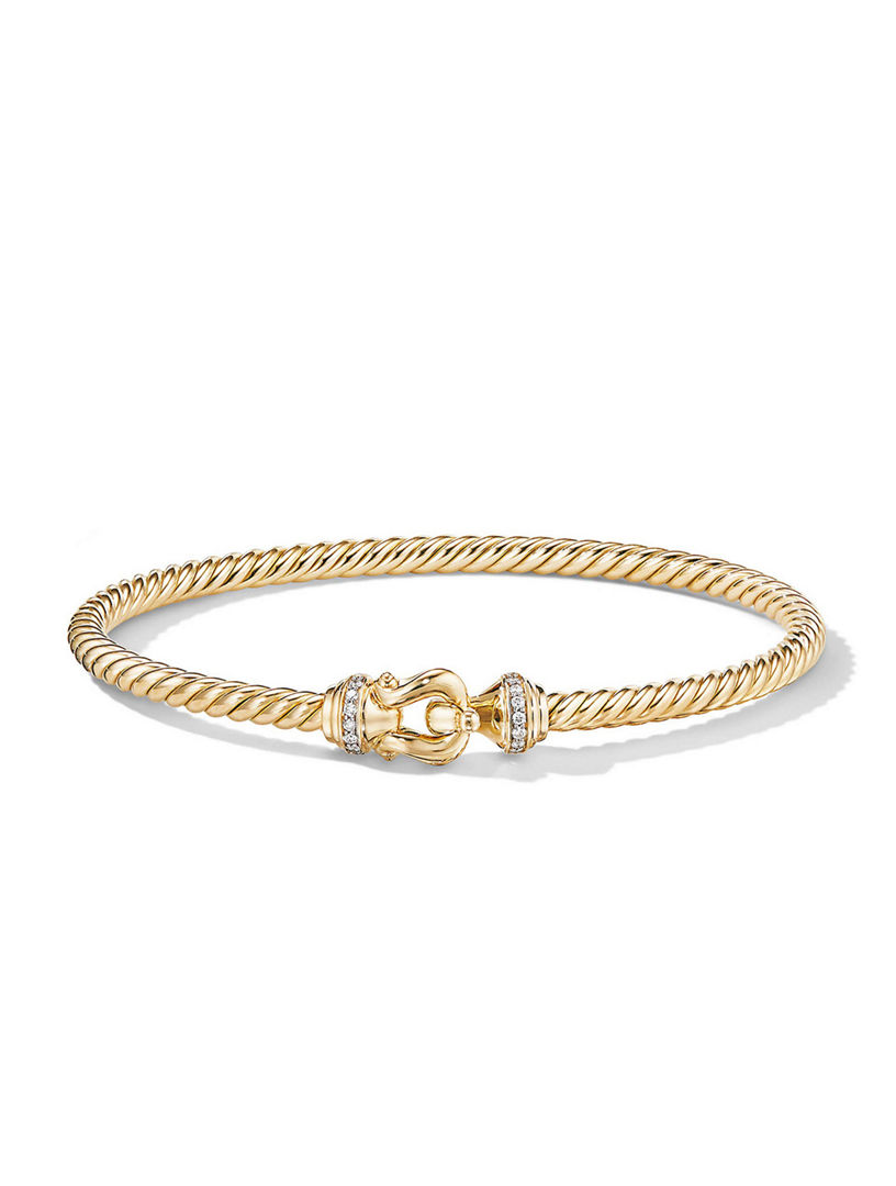 DAVID YURMAN Buckle Bracelet In 18k Yellow Gold With Pavé Diamonds