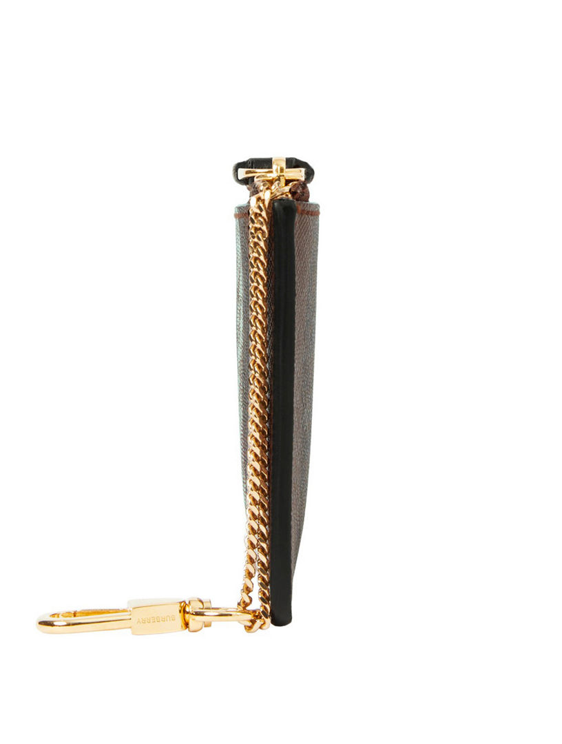 Exaggerated Check Coin Case With Strap