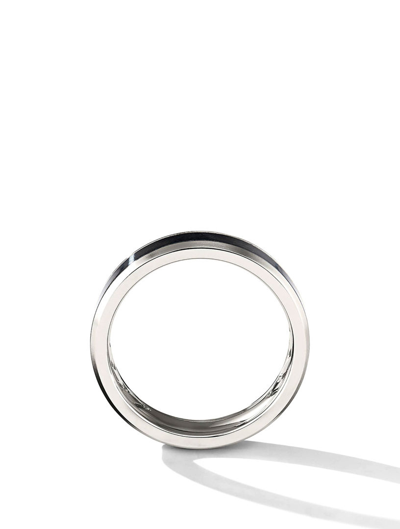 Beveled Band Ring Grey Titanium With Black