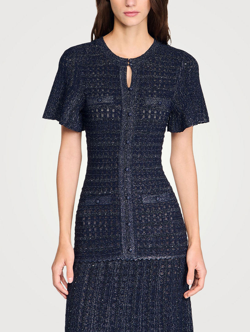 SANDRO Rhinestone Knit Maxi Dress | Holt Renfrew
