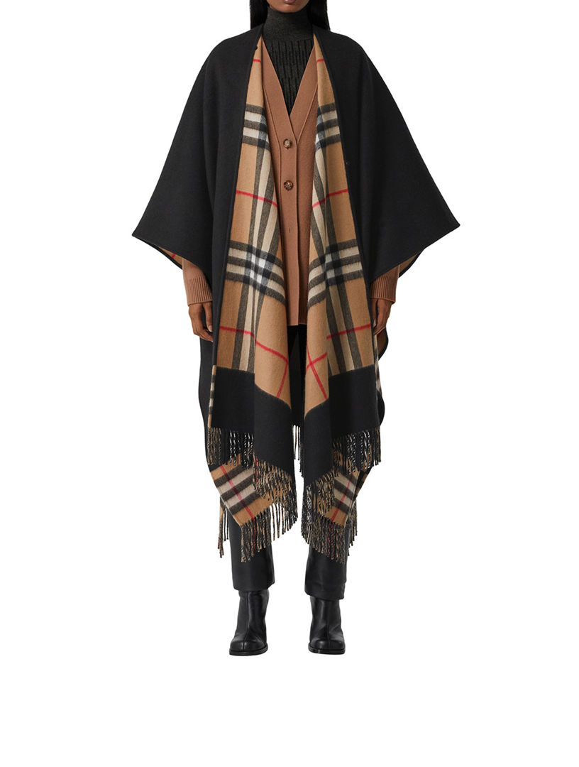 BURBERRY Check Wool Cashmere Reversible Cape | Holt Renfrew