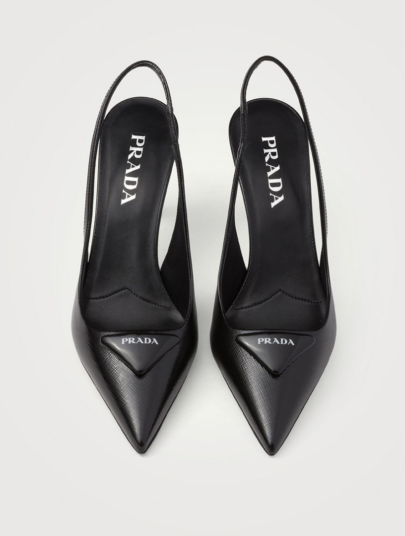 PRADA Saffiano Patent Leather Slingback Pumps | Holt Renfrew