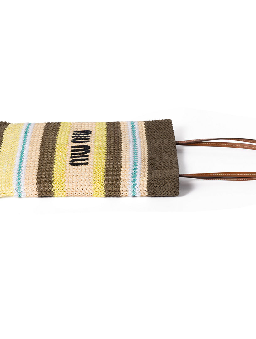 MIU MIU Raffia-effect Woven Tote Bag | Holt Renfrew
