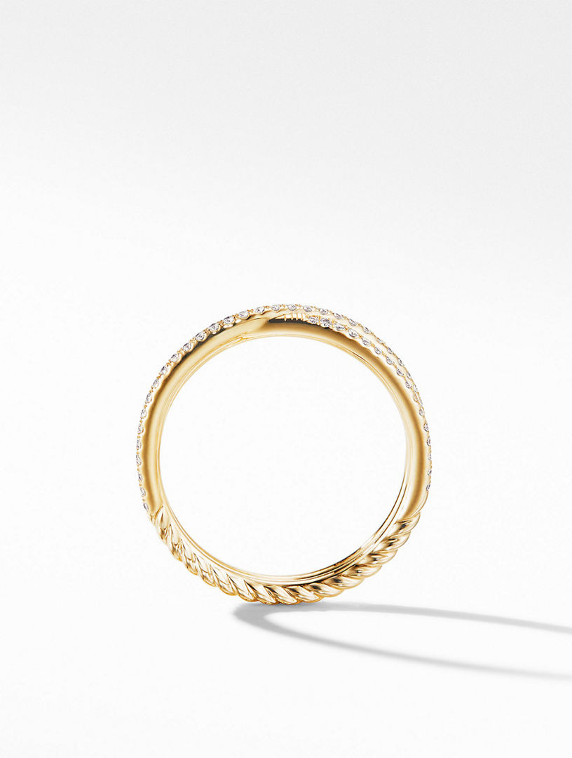 Dy Crossover® Micro Pavé Band Ring In 18k Yellow Gold With Diamonds