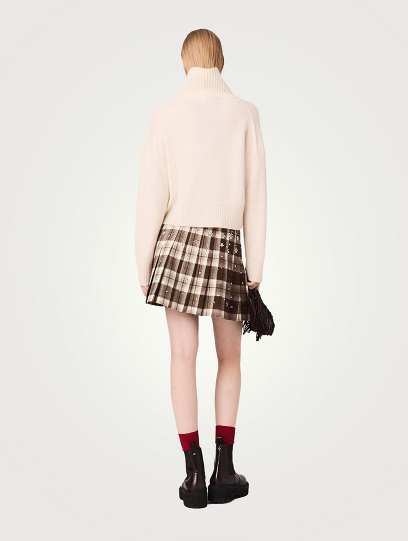 MAJE Rhinestone Checked Kilt Holt Renfrew
