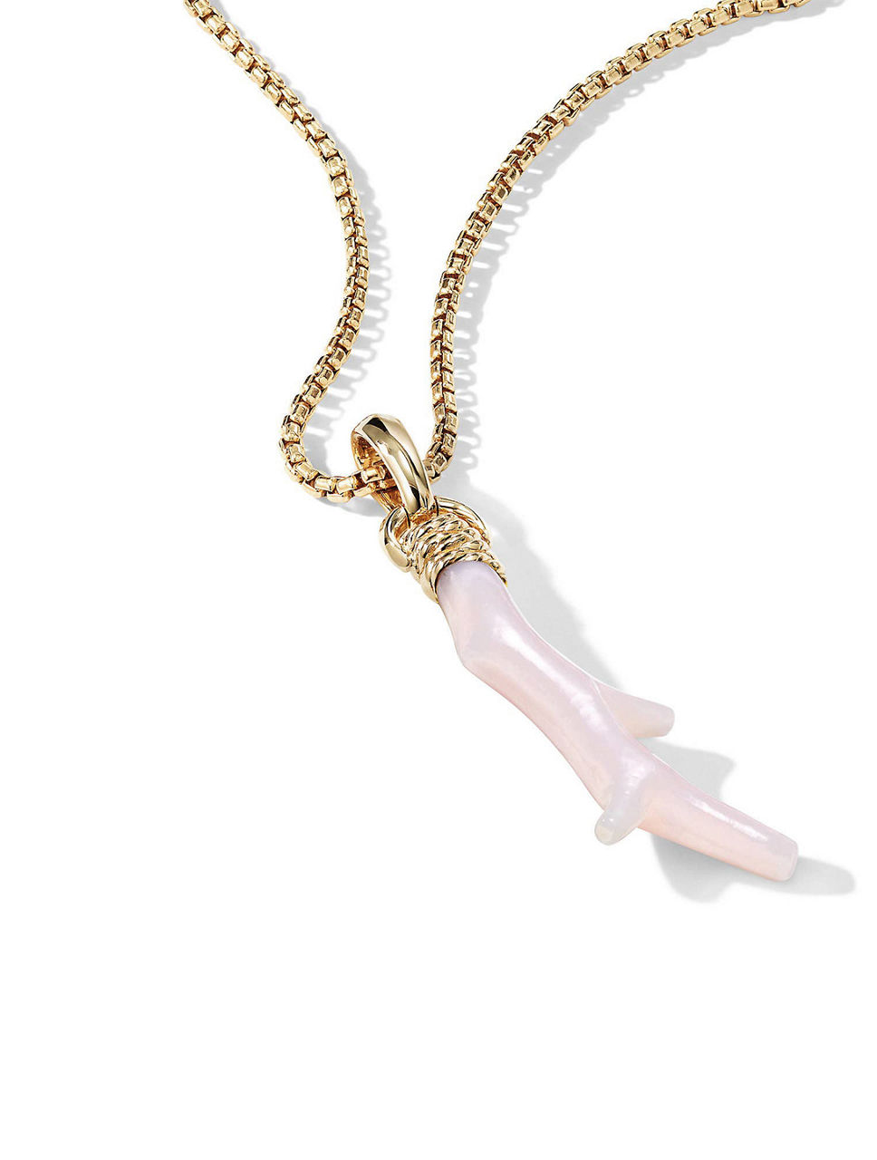 Coral Amulet With Pink Opal And 18k Yellow Gold