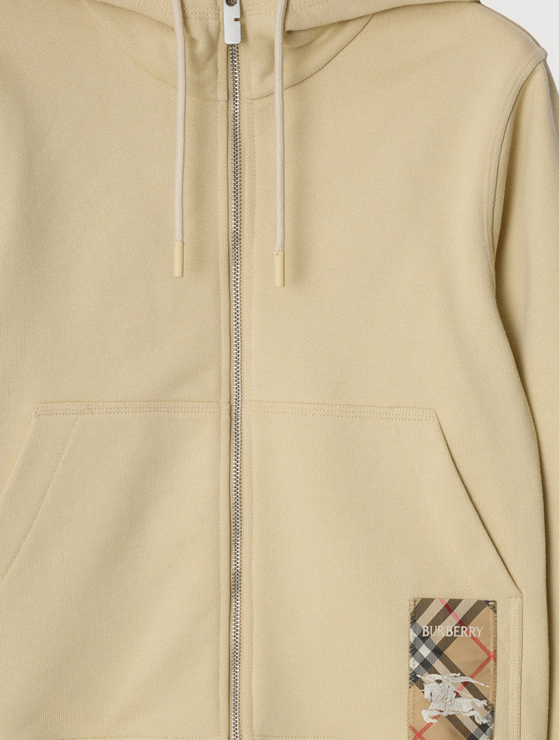 BURBERRY Check Label Cotton Zip Hoodie | Holt Renfrew