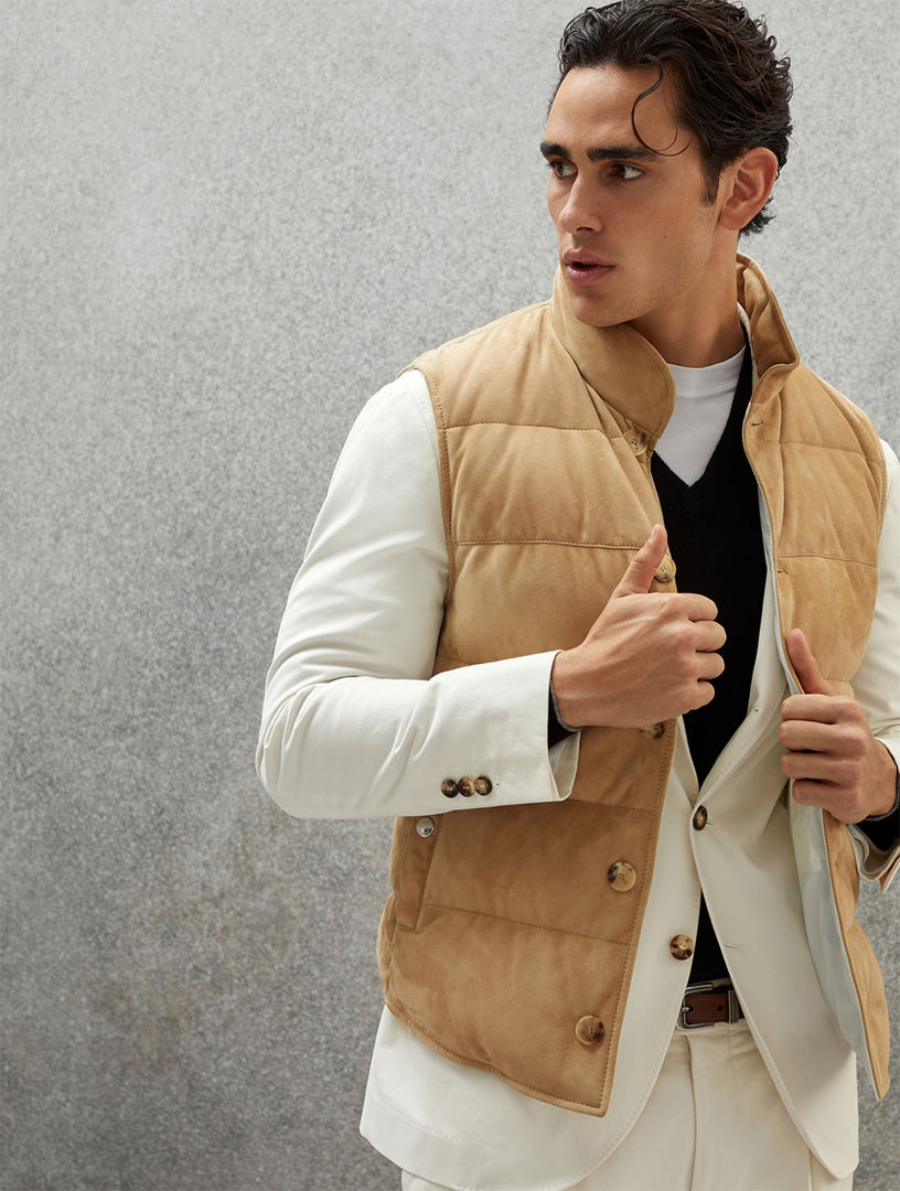 Suede Down Vest