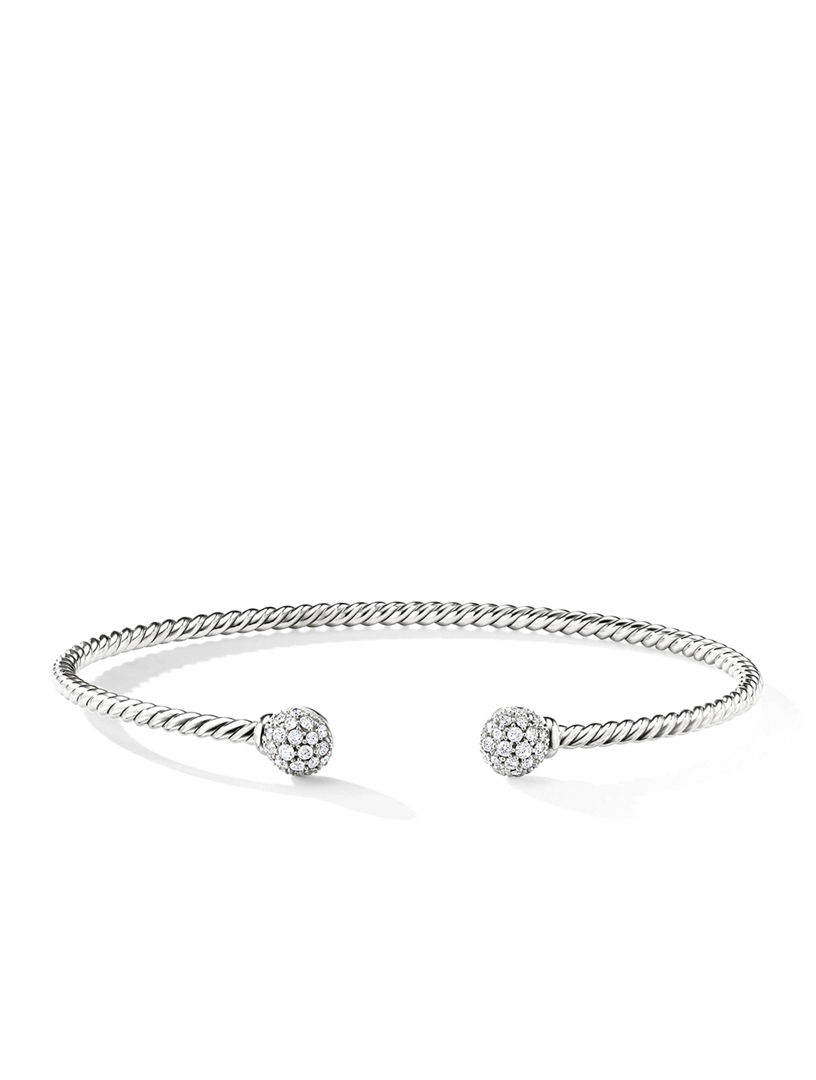 Petite Solari Bead Bracelet 18k White Gold With Pavé Diamonds