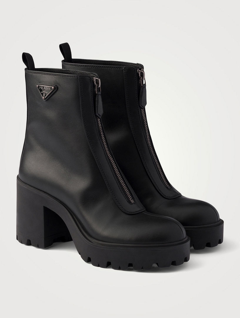 PRADA ちびゃん PRADA Leather Ankle Boots With Zipper | Holt Renfrew