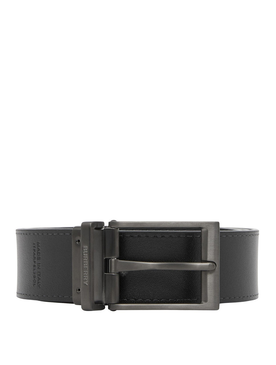 Reversible Charcoal Check And Leather Tb Belt