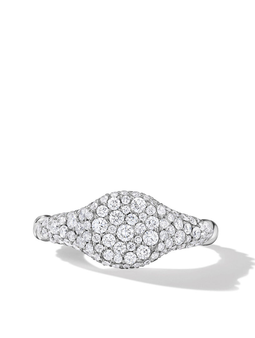 Petite Pavé Pinky Ring 18k White Gold With Diamonds
