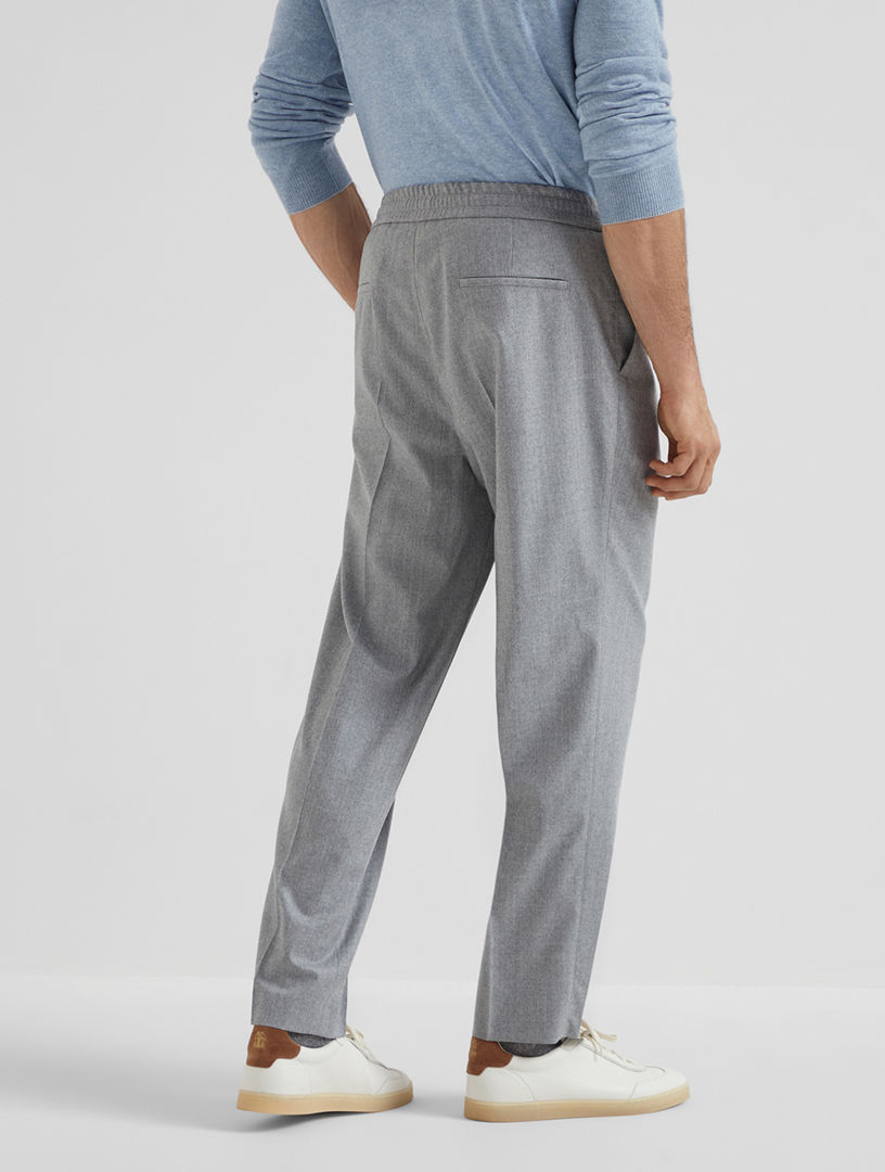 【関税＆送料込み】Brunello Cucinelli Flannel Pants Virgin wool flannel straight pants in grey - Brunello