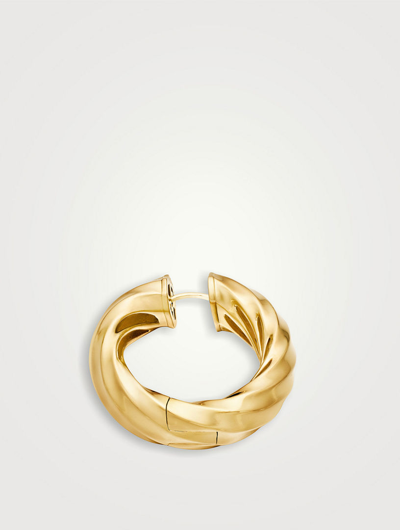 Cable Edge® Hoop Earrings In 18k Yellow Gold, 28.9mm