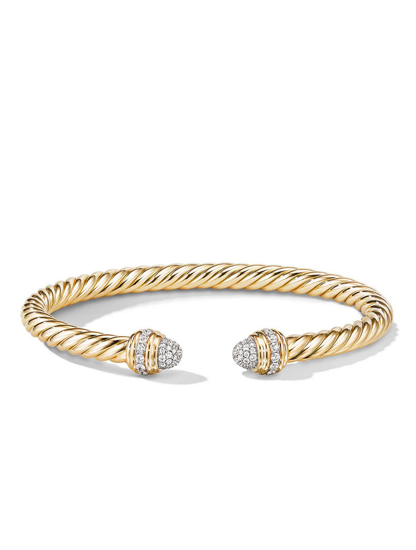 Cable Bracelet 18k Yellow With Pavé Diamonds