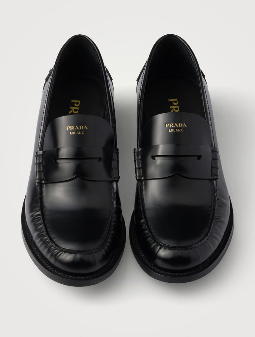 PRADA Brushed Leather Loafers | Holt Renfrew