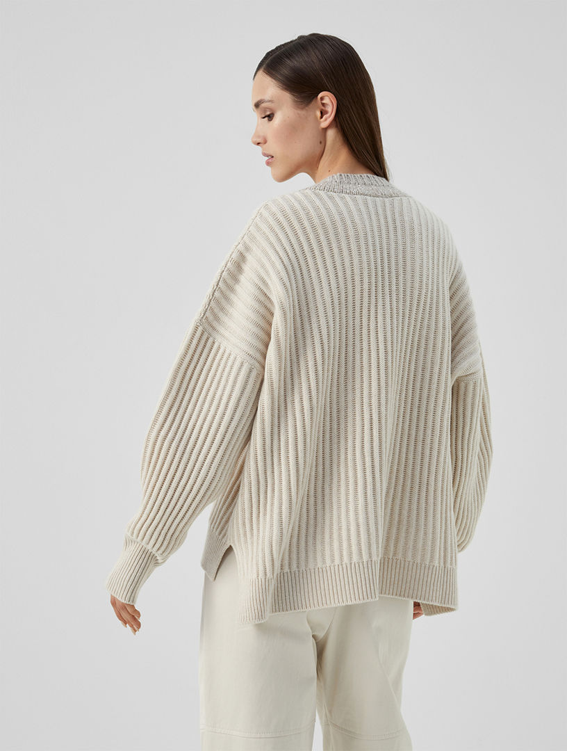 BRUNELLO CUCINELLI Sweater with cashmere and sequins in cream