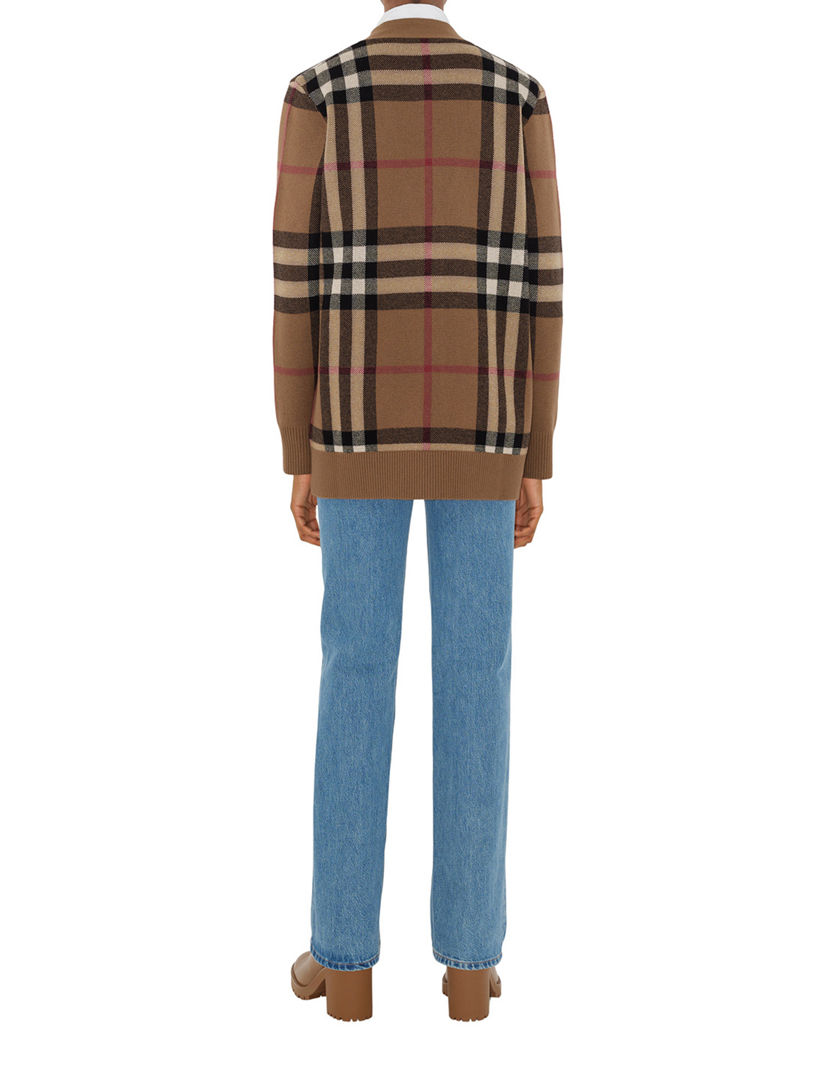 BURBERRY Check Wool Cashmere Cardigan | Holt Renfrew