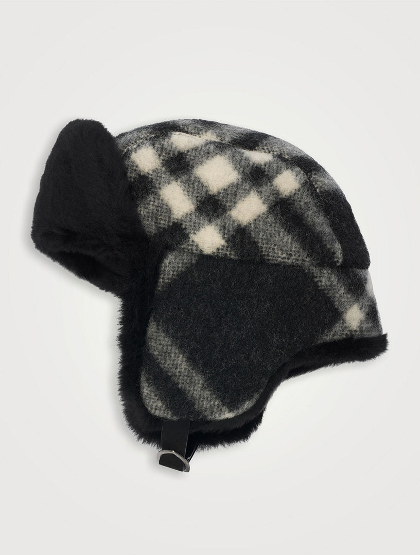 BURBERRY Check Wool Trapper Hat | Holt Renfrew