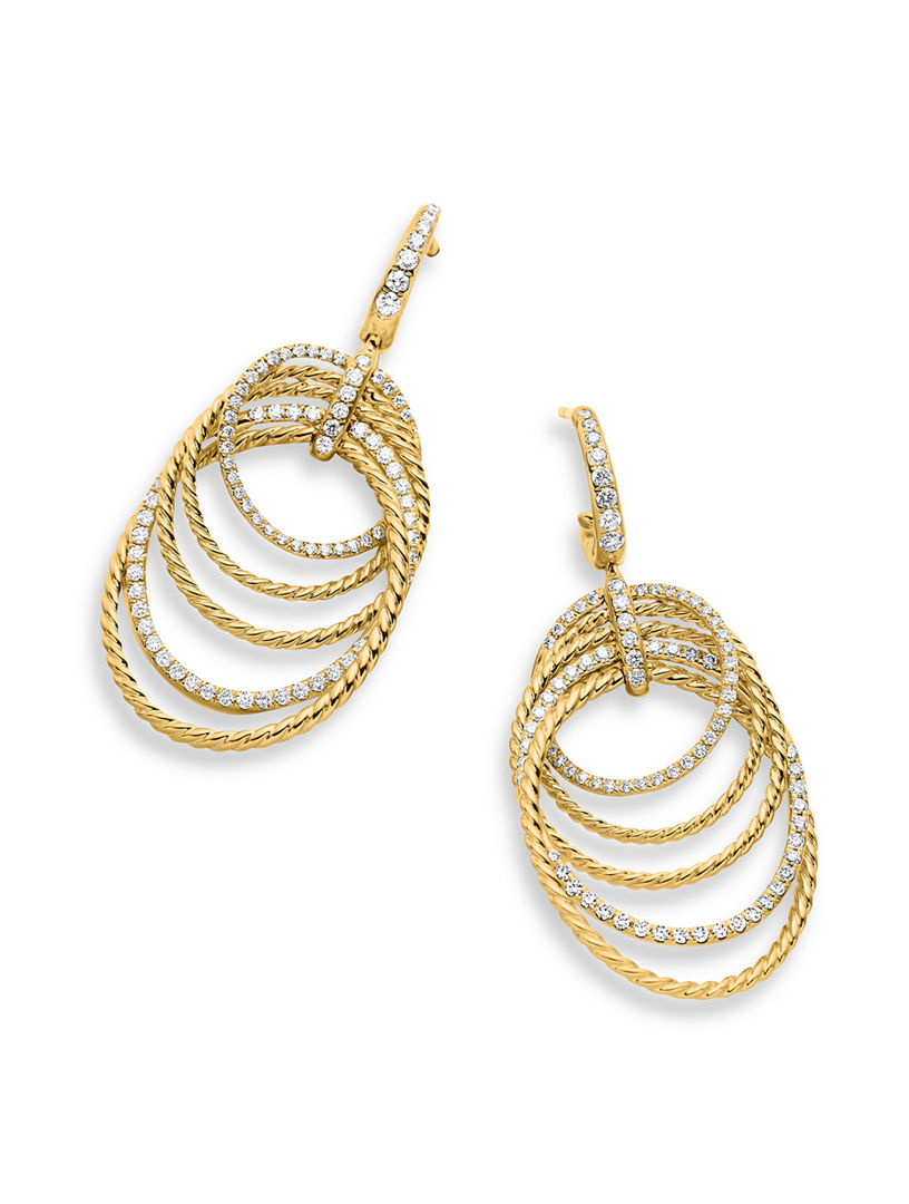 Dy Origami Drop Earrings In 18k Yellow Gold With Diamonds, 21mm