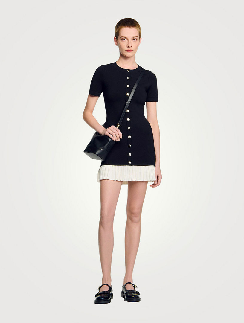 SANDRO Short Knit Dress With Ruffle | Holt Renfrew