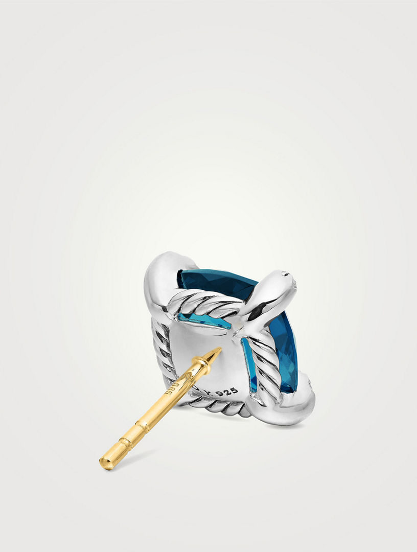 Chatelaine® Stud Earrings In Sterling Silver With Hampton Blue Topaz And Diamonds, 9mm
